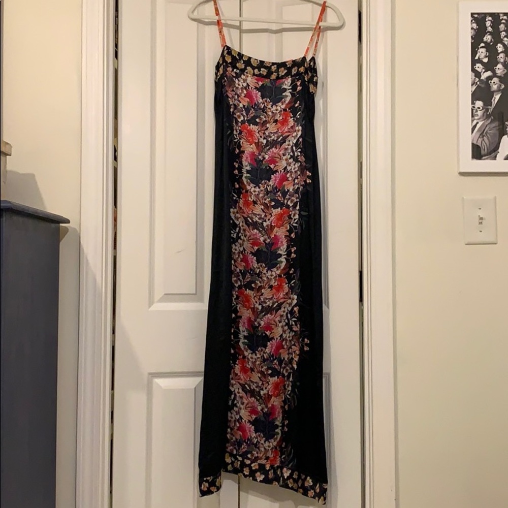 Floral Silk Column Maxi Dress